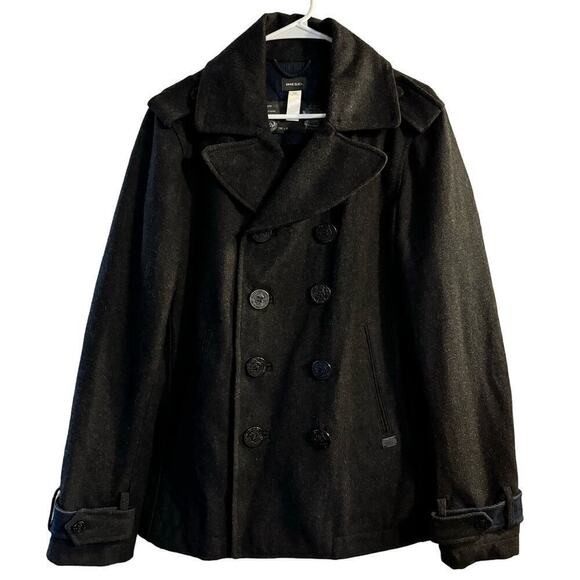 Diesel Men's W-Champ Double-Breasted Wool-Blend Coat Charcoal Black Size Large - Picture 7 of 16